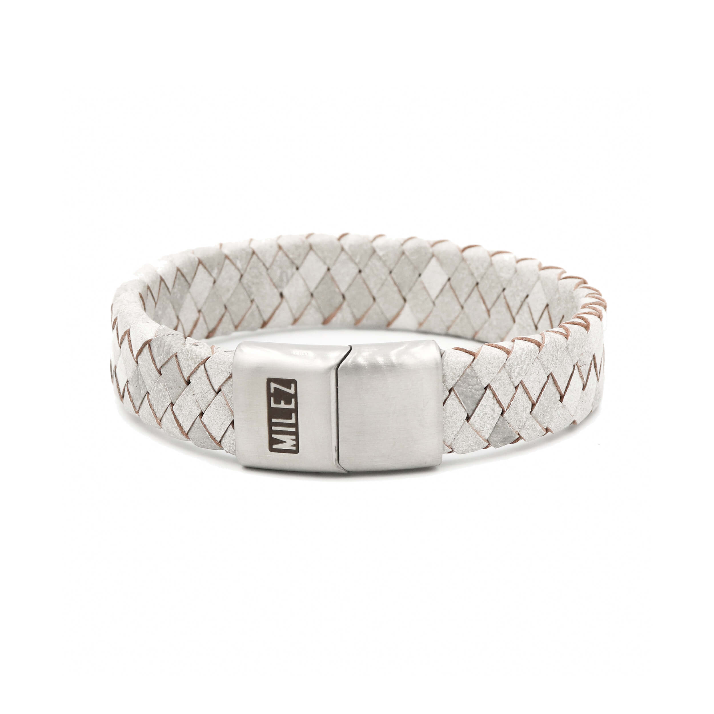 LES POULETTES BIJOUX - Man stalen armband zwart leer drie links en turquoise huilringen, 20 centimeters, Leer : Stephanie Ducauroix