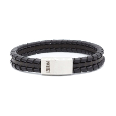 Colin - leren armband zwart
