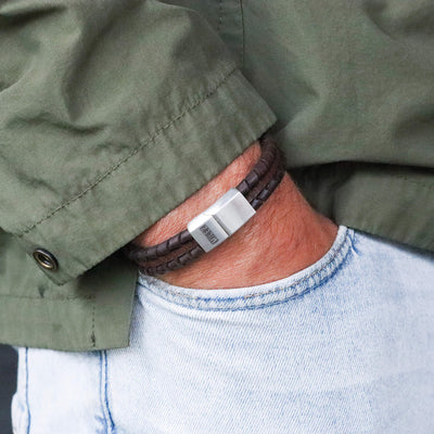 Colin - leren armband bruin