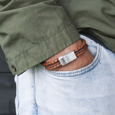 Colin - leren armband cognac