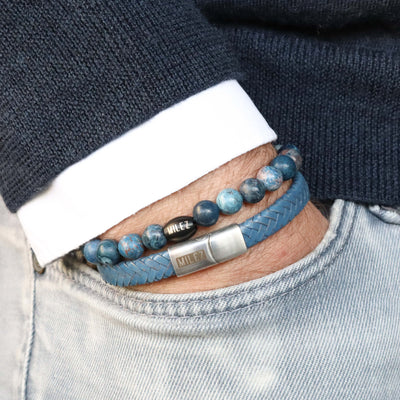 Sem - leren armband blauw