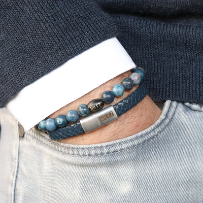 Sem - leren armband donkerblauw