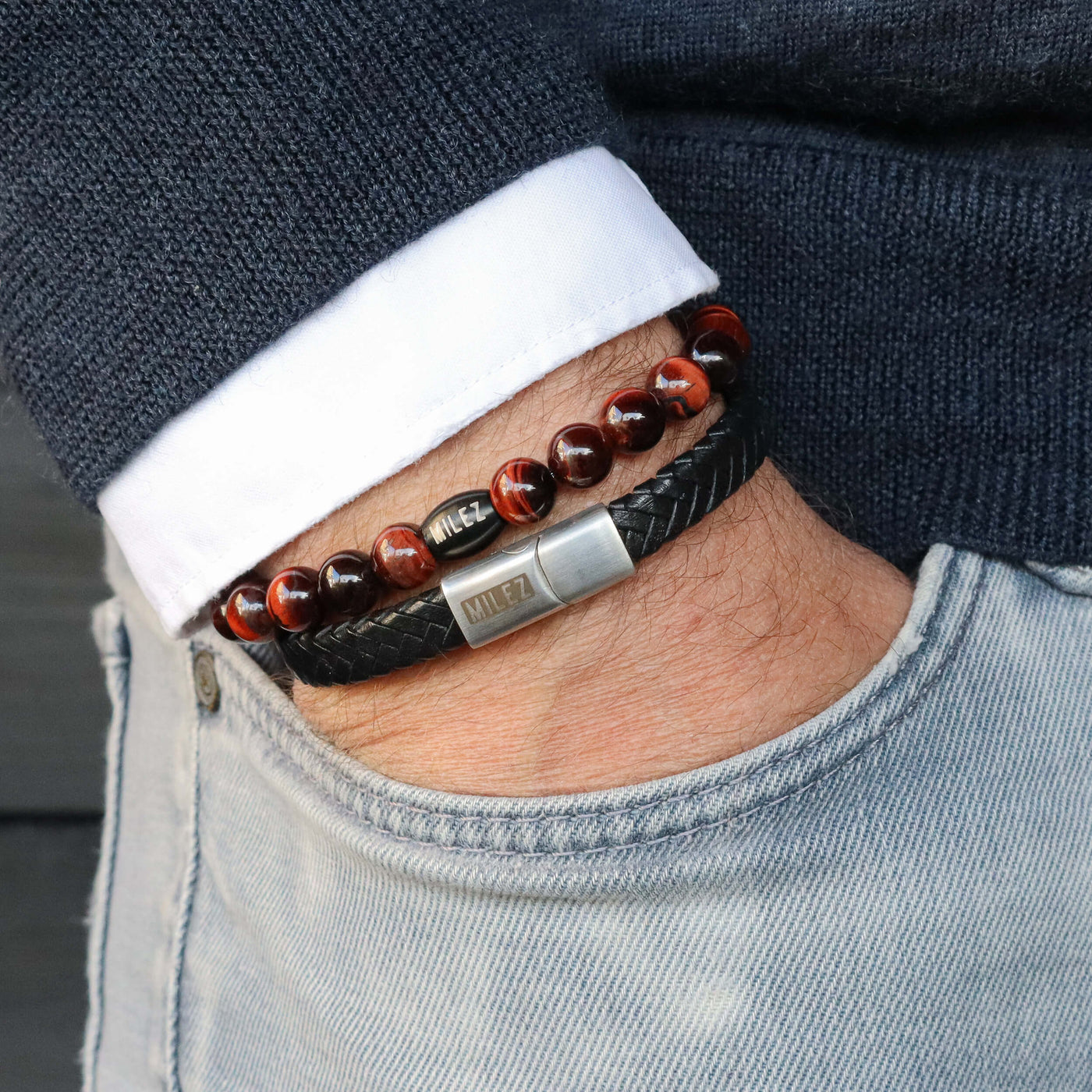 Sem - leren armband zwart