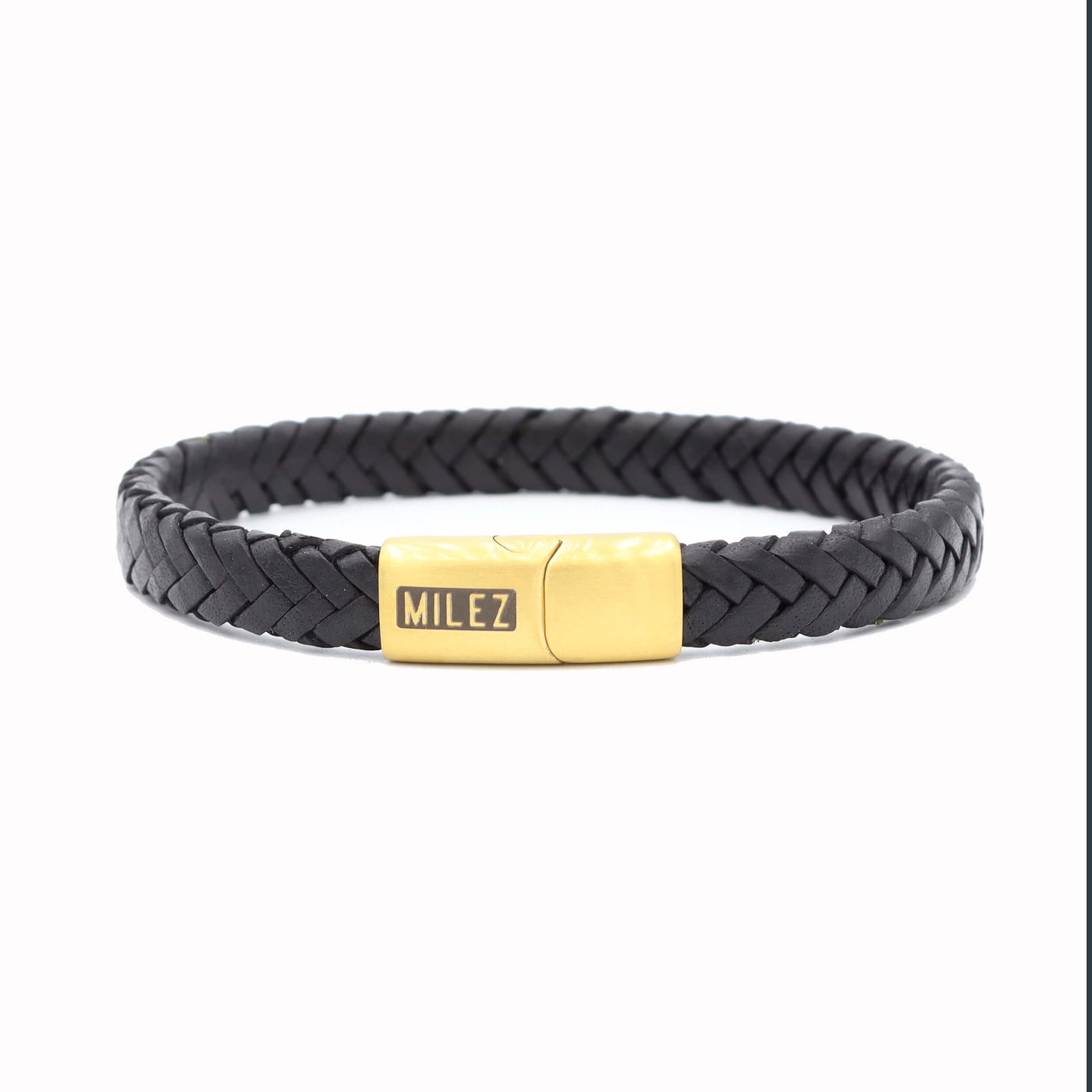 Sem - leren armband zwart met goud