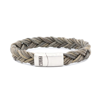 Kai - leren armband grijs