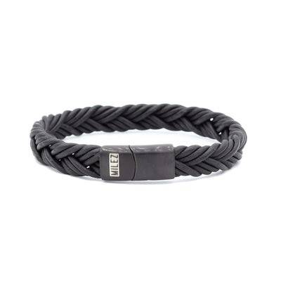 Kai - leren armband zwart-zwarte sluiting