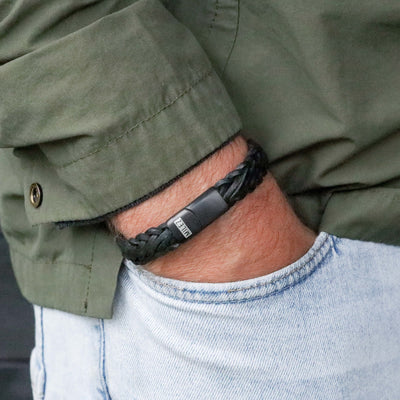 Levi - leren armband zwart