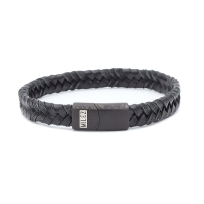 Nathan - leren armband zwart