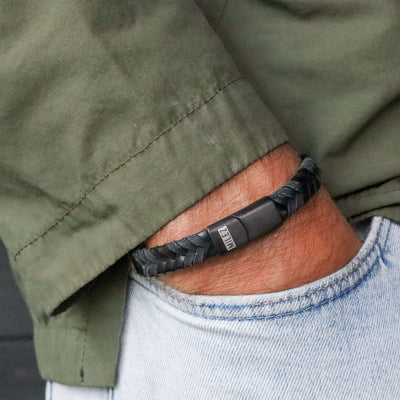Nathan - leren armband zwart