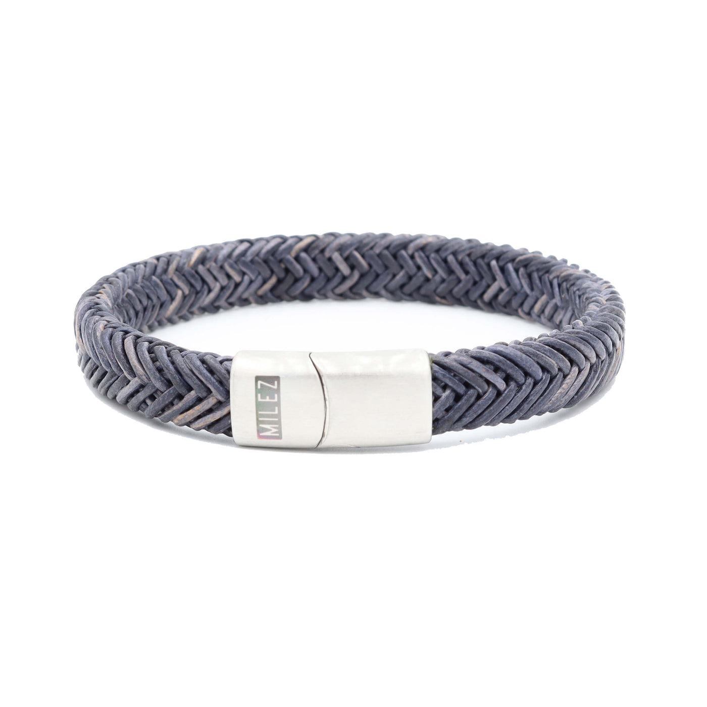Quinn - leren armband blauw