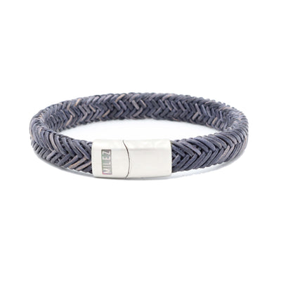 Quinn - leren armband blauw