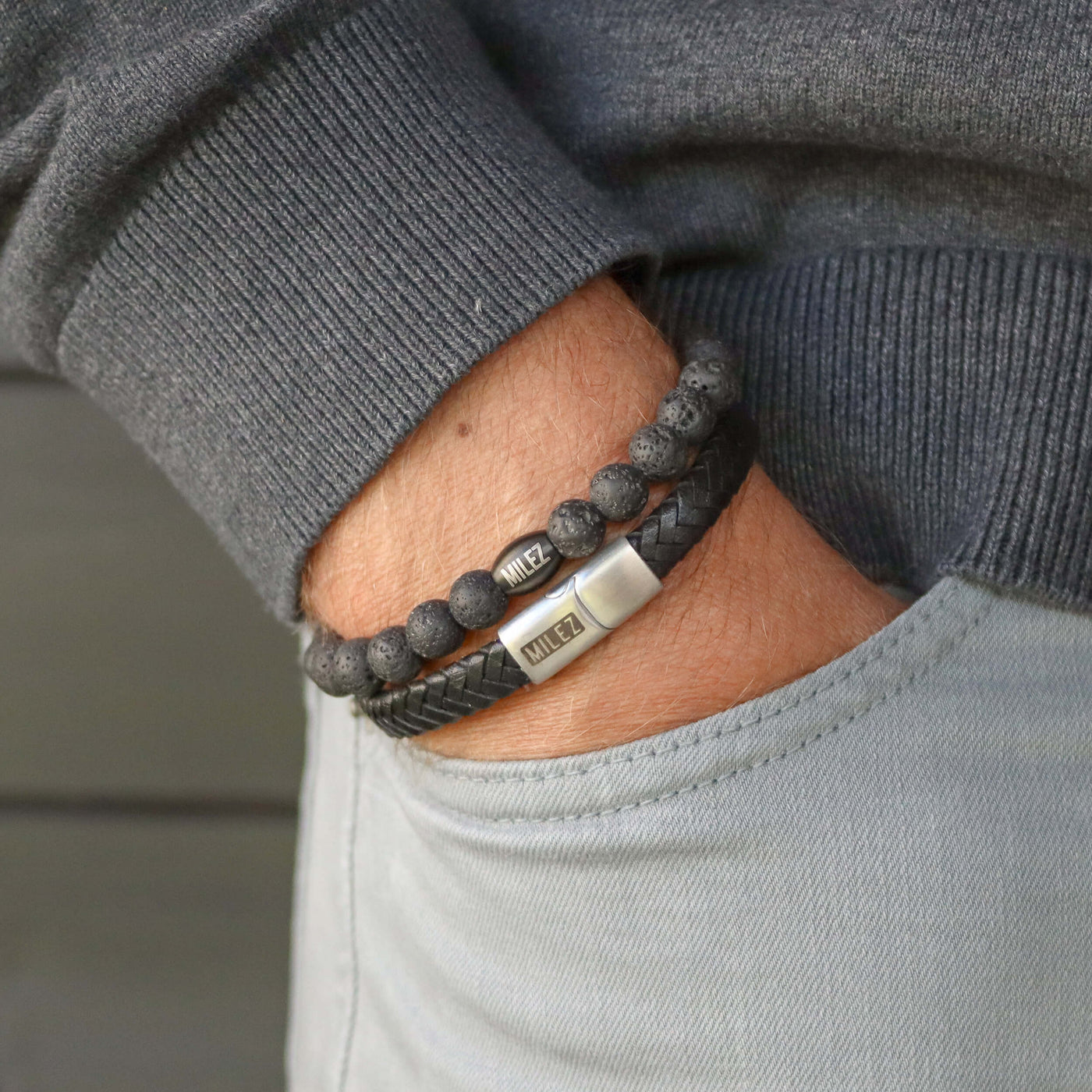 Sem - leren armband zwart