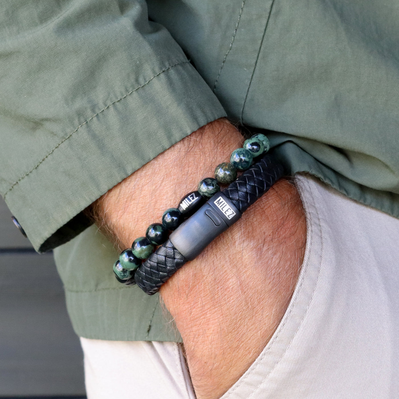 Luuk - leren armband zwart
