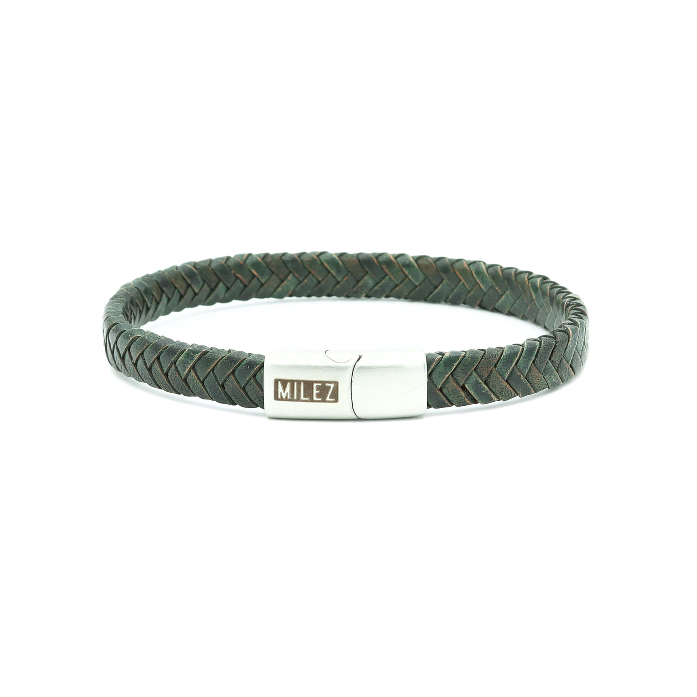Sem - leren armband mosgroen