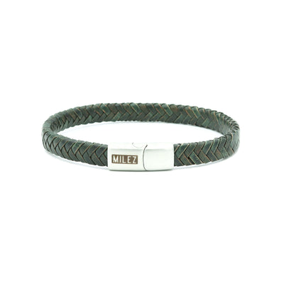 Sem - leren armband mosgroen