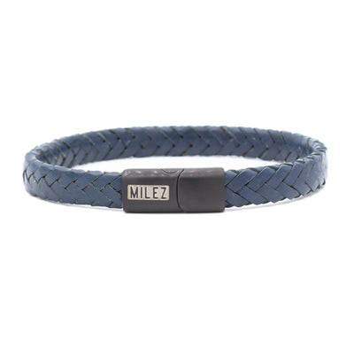 Sem - leren armband donkerblauw-zwart