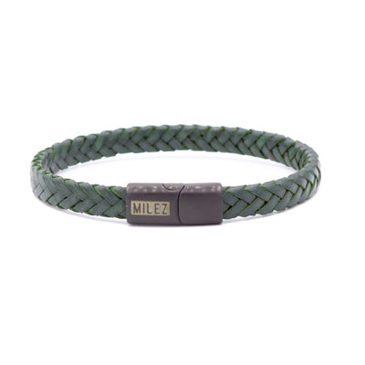 Sem - leren armband donkergroen-zwart