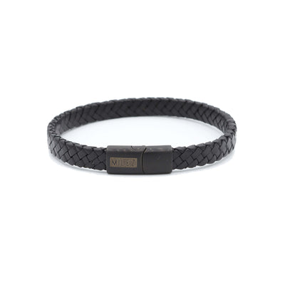 Sem - leren jongens armband zwart - zwarte sluiting