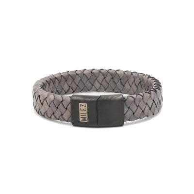 Noah - leren armband grijs