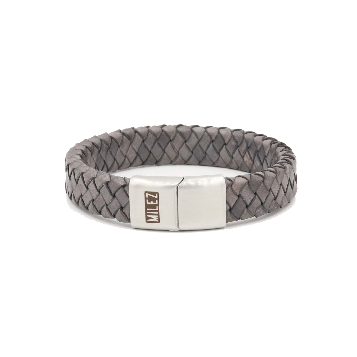 Noah - leren armband grijs
