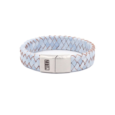 Noah - leren armband lichtblauw