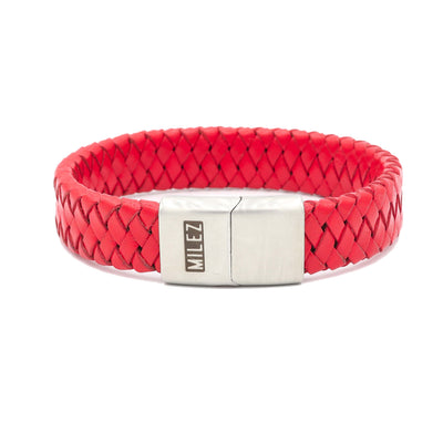 Noah - leren armband rood