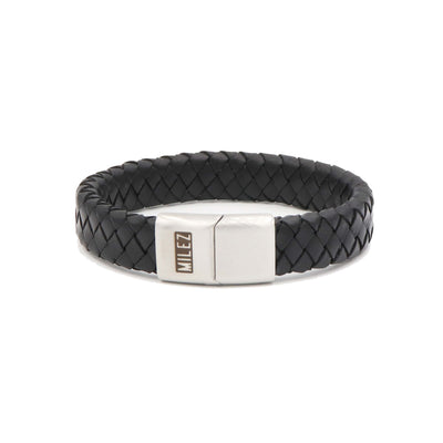 Noah - leren armband zwart