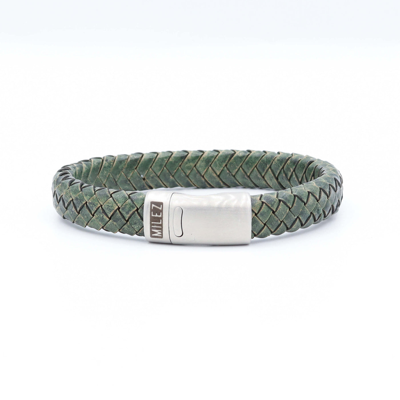 Luuk - leren armband mosgroen