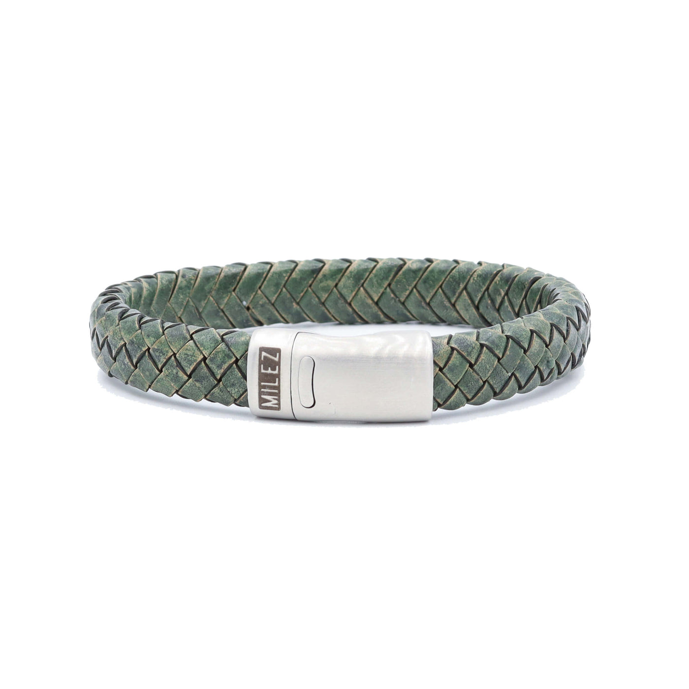Luuk - leren armband mosgroen