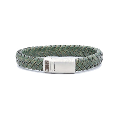 Luuk - leren armband mosgroen
