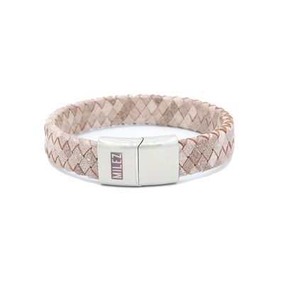 Noah - leren armband taupe