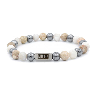 Mason - kralenarmband taupe mix