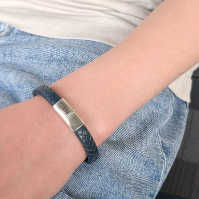 Sem - leren jongens armband donkerblauw