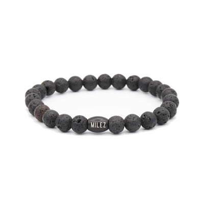 Tom - kralenarmband lavasteen zwart