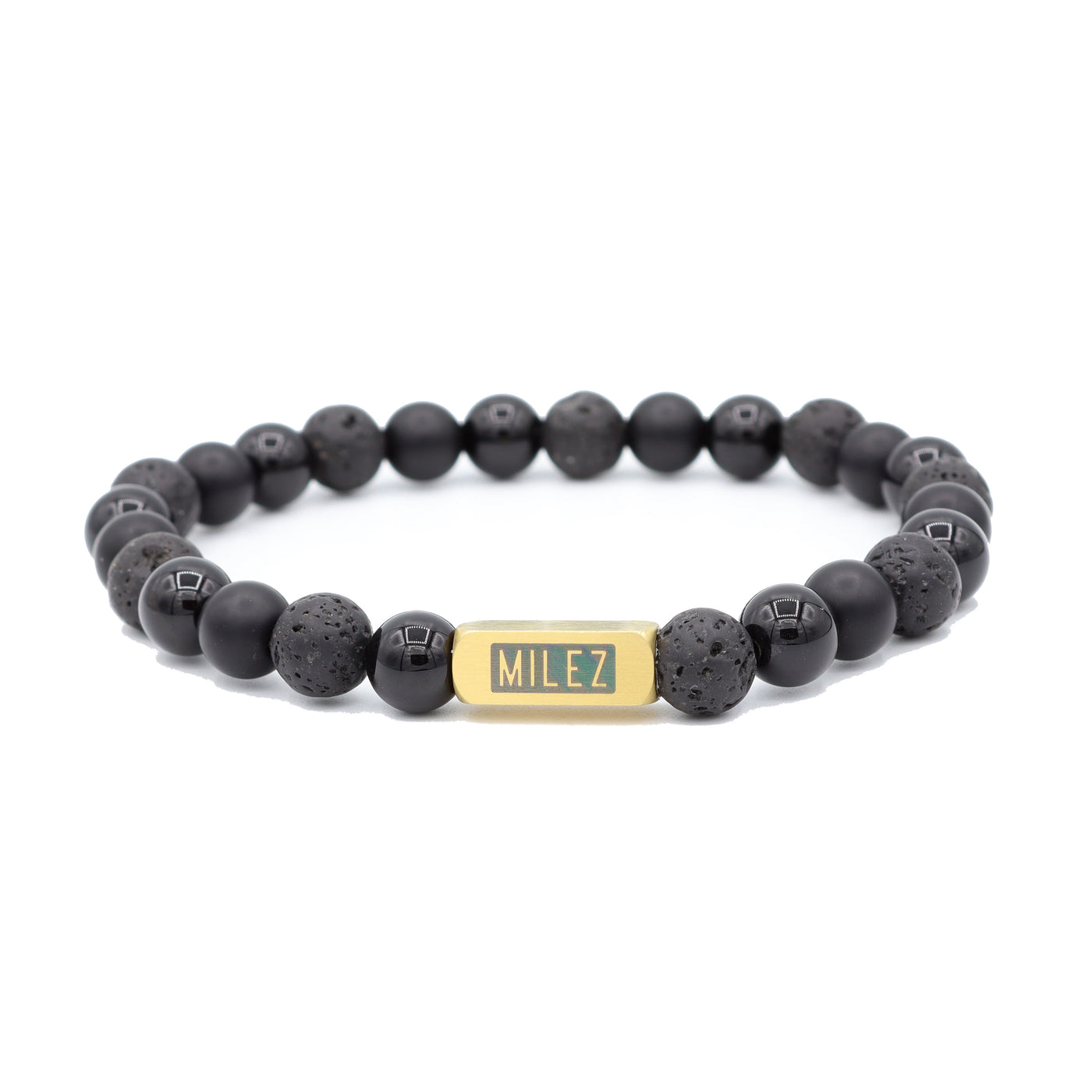 Mason - kralenarmband zwartmix - goud