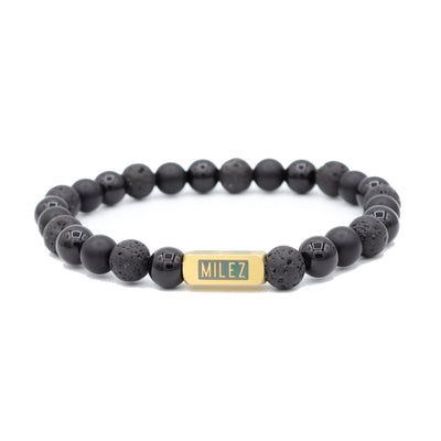 Mason - kralenarmband zwartmix - goud