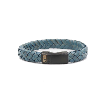Luuk - leren armband petrol blauw