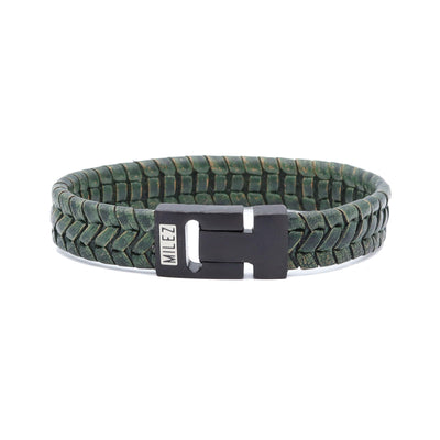 Liam - leren armband groen