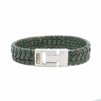 Liam - leren armband groen